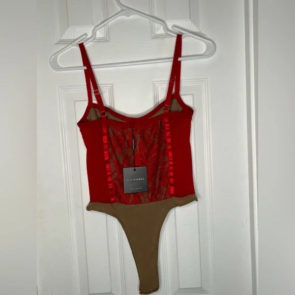 JLUXLABEL Red Mesh Lace Chemise Set - Picture 3 of 7